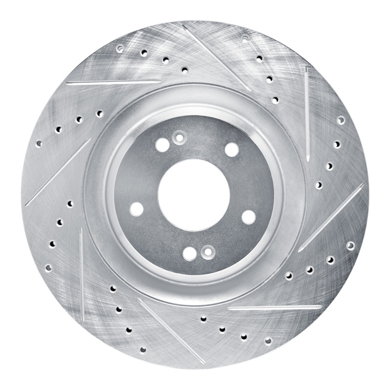 Hyundai Veloster Brake Rotor (1) - Front Right - DFC - Drilled & Slotted - Silver - `19-`22