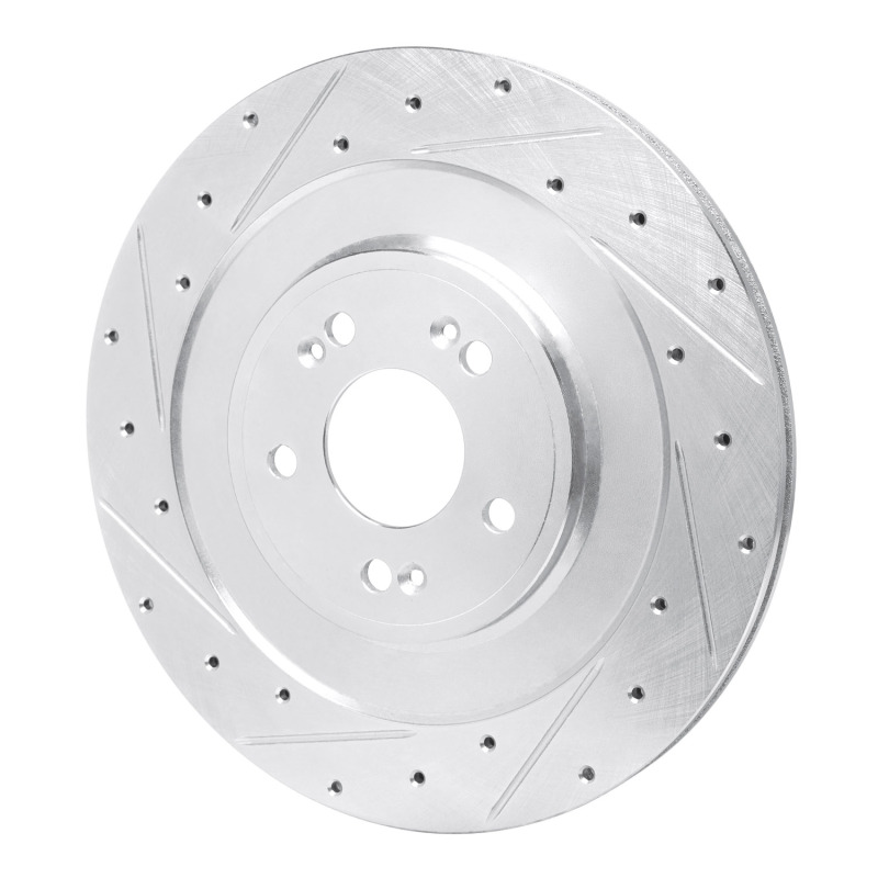 Genesis G90 Brake Rotor (1) - Rear Left - DFC - Drilled & Slotted - Silver - `21-`26