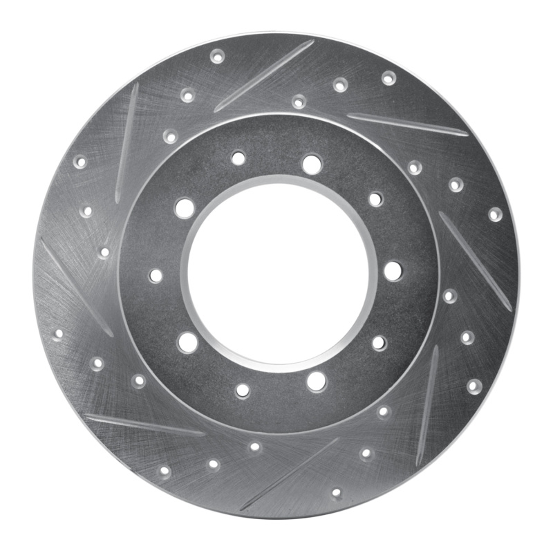 Land Rover Defender 90 Brake Rotor (1) - Rear Left - DFC - Drilled & Slotted - Silver - `74-`16