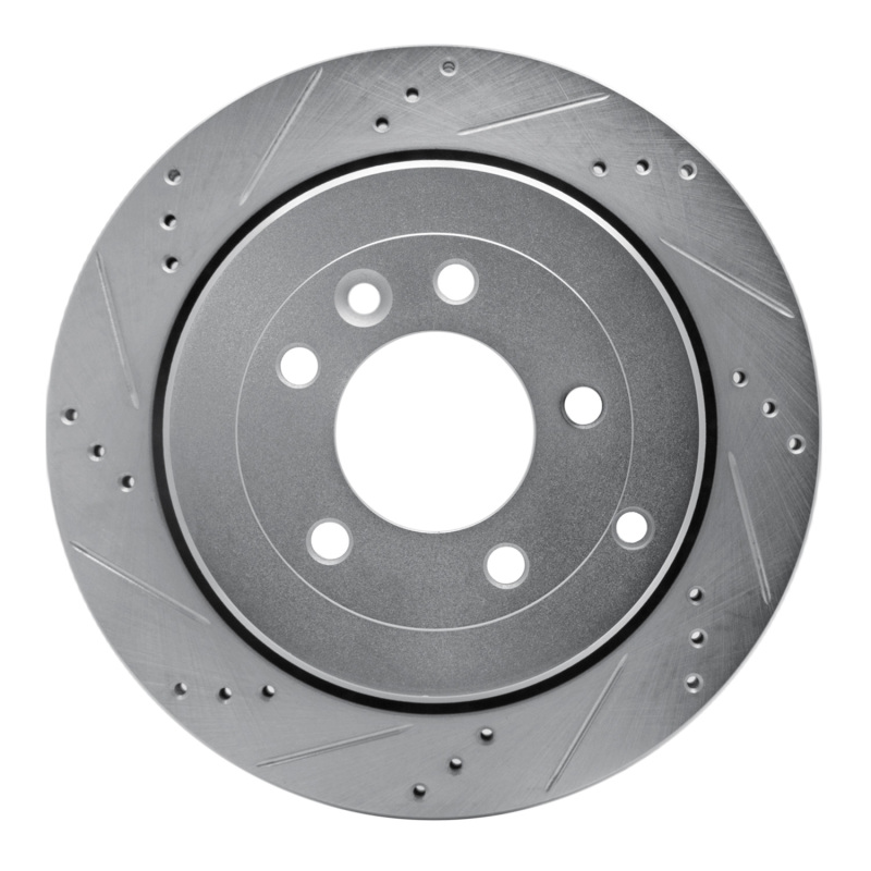 Land Rover LR3 Brake Rotor (1) - Rear Left - DFC - Drilled & Slotted - Silver - `05-`07