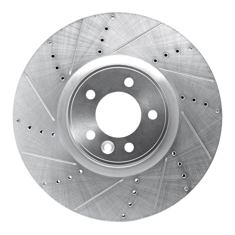 Land Rover Range Rover Sport Brake Rotor (1) - Front Left - DFC - Drilled & Slotted - Silver - `10-`17