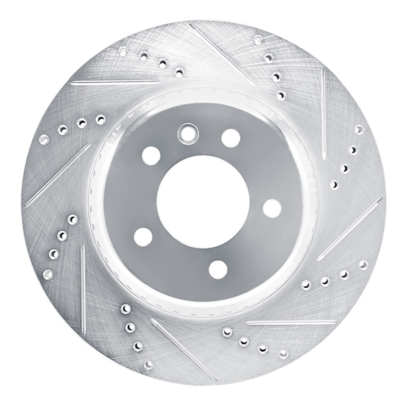 Land Rover Defender 90 Brake Rotor (1) - Rear Right - DFC - Drilled & Slotted - Silver - `20-`25