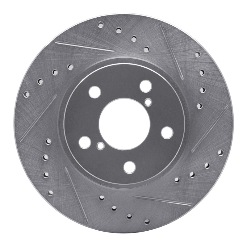 Subaru Impreza Brake Rotor (1) - Front Right - DFC - Drilled & Slotted - Silver - `90-`01