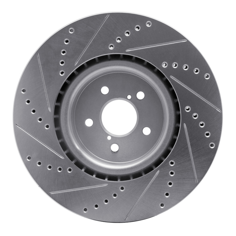 Subaru Impreza Brake Rotor (1) - Front Right - DFC - Drilled & Slotted - Silver - `03-`25