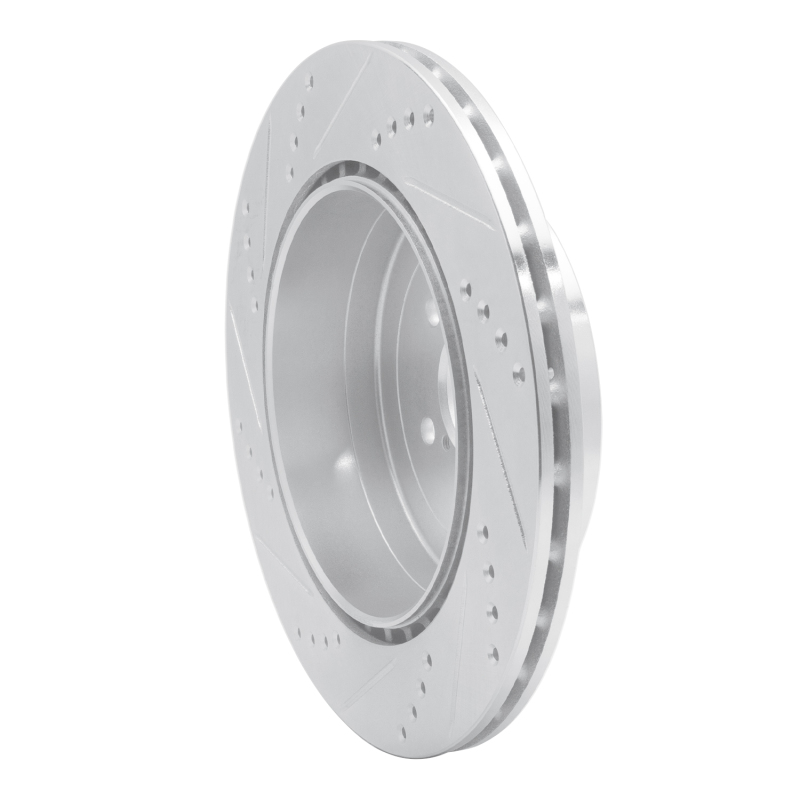 Subaru Impreza Brake Rotor (1) - Rear Right - DFC - Drilled & Slotted - Silver - `03-`04