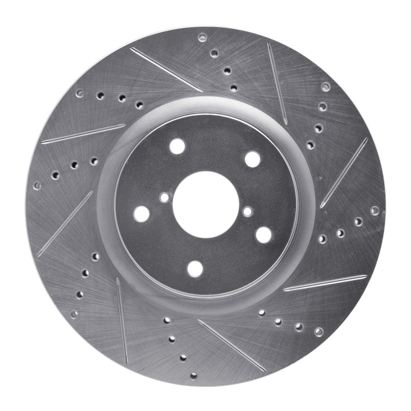 Subaru Impreza Brake Rotor (1) - Front Right - DFC - Drilled & Slotted - Silver - `05-`20