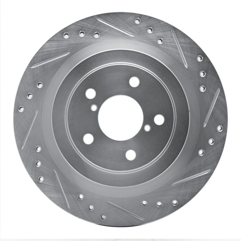 Subaru Impreza Brake Rotor (1) - Rear Right - DFC - Drilled & Slotted - Silver - `05-`09