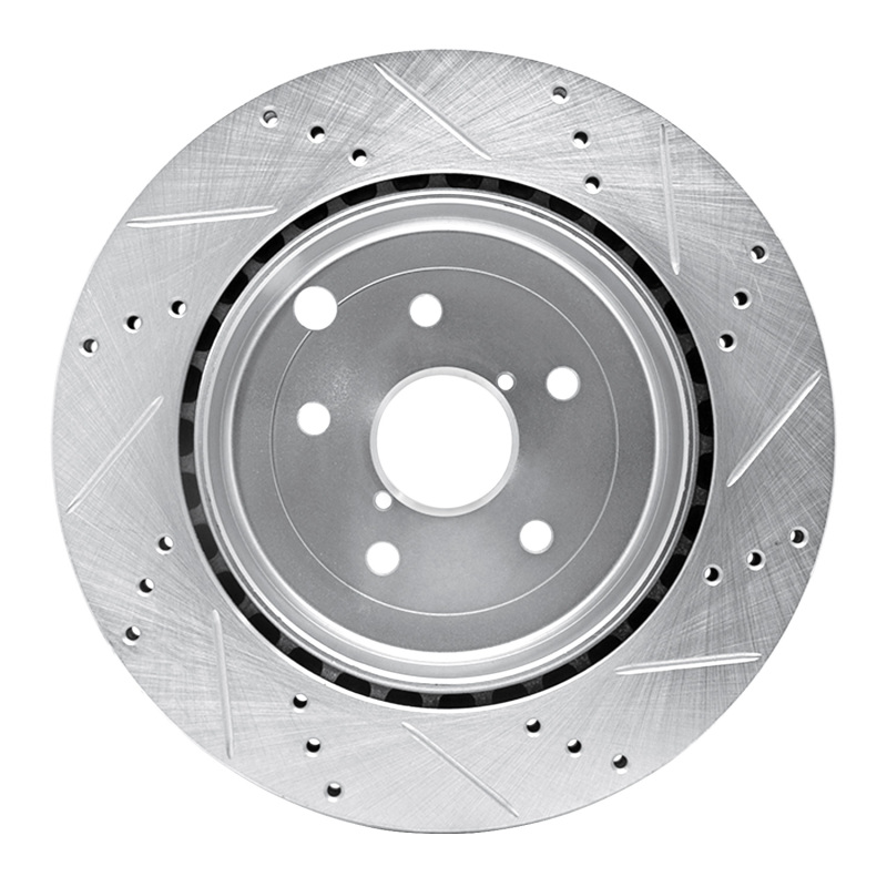 Subaru Impreza Brake Rotor (1) - Rear Left - DFC - Drilled & Slotted - Silver - `08-`20