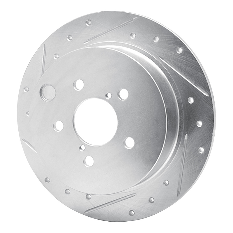 Subaru Crosstrek Brake Rotor (1) - Rear Left - DFC - Drilled & Slotted - Silver - `12-`23