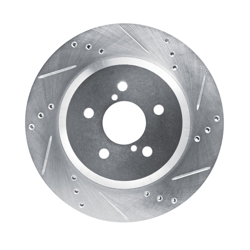 Subaru Crosstrek Brake Rotor (1) - Rear Right - DFC - Drilled & Slotted - Silver - `19-`23
