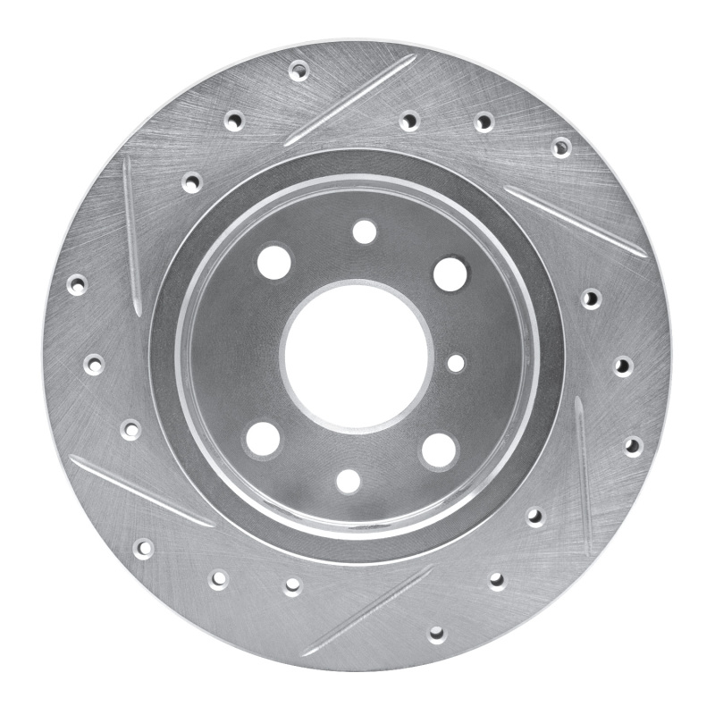 Kia Spectra Brake Rotor (1) - Front Right - DFC - Drilled & Slotted - Silver - `94-`00