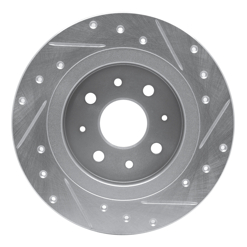 Kia Spectra Brake Rotor (1) - Rear Left - DFC - Drilled & Slotted - Silver - `98-`03