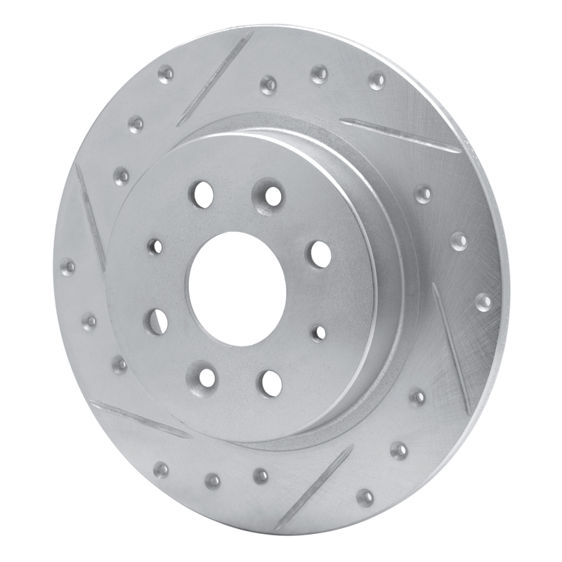 Kia Spectra Brake Rotor (1) - Rear Left - DFC - Drilled & Slotted - Silver - `98-`03