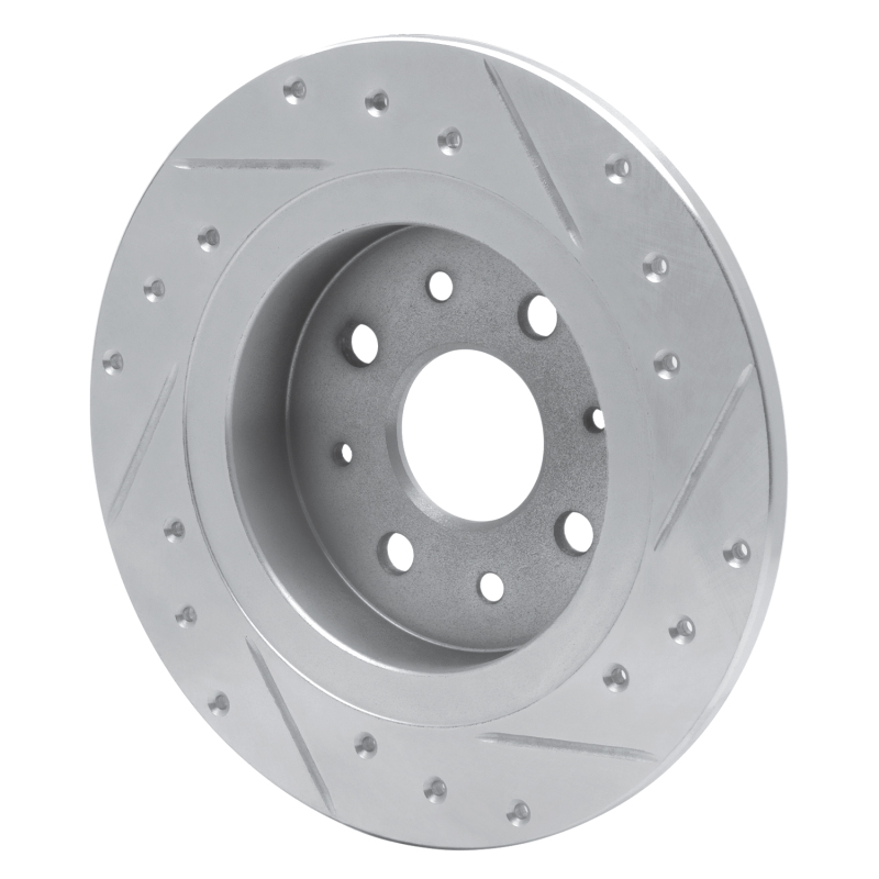 Kia Spectra Brake Rotor (1) - Rear Left - DFC - Drilled & Slotted - Silver - `98-`03