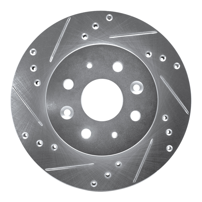 Kia Rio Brake Rotor (1) - Front Left - DFC - Drilled & Slotted - Silver - `03-`05