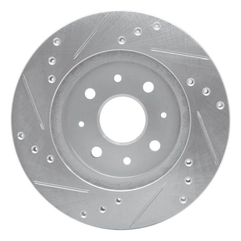 Kia Rio Brake Rotor (1) - Front Right - DFC - Drilled & Slotted - Silver - `03-`05