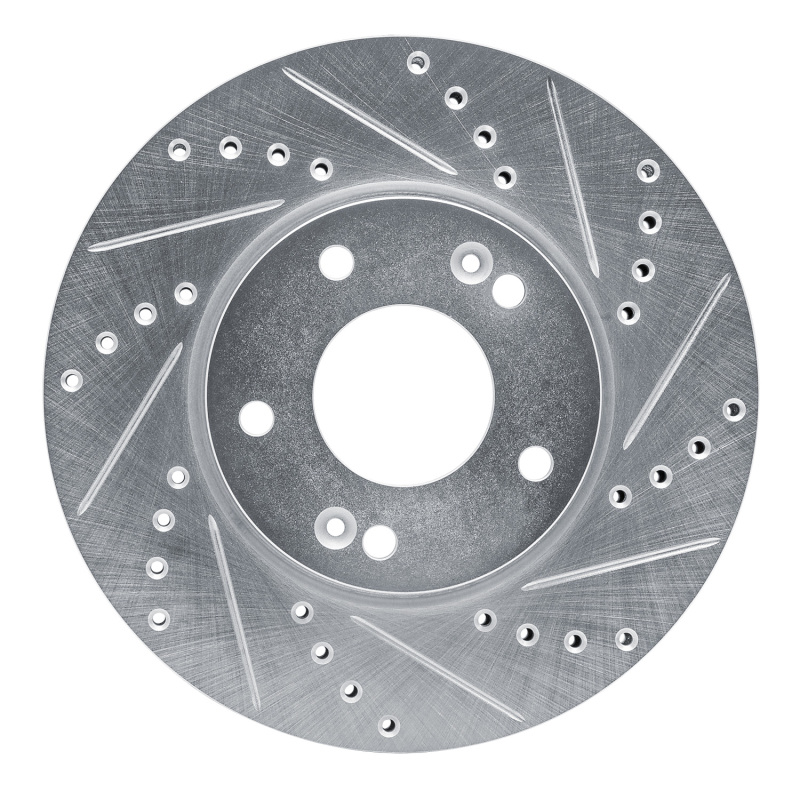 Kia Rondo Brake Rotor (1) - Front Right - DFC - Drilled & Slotted - Silver - `07-`10