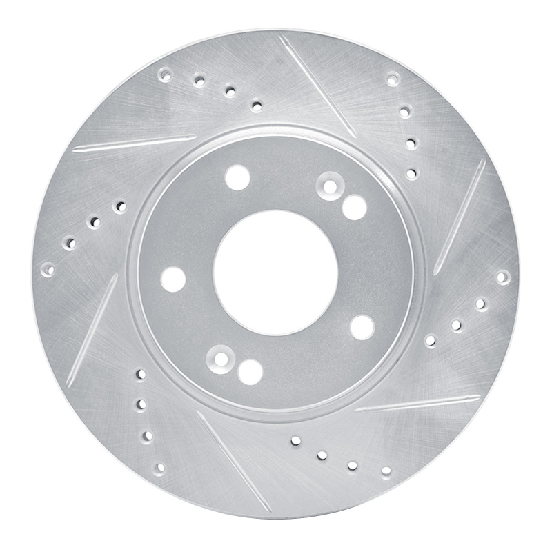 Kia Forte Brake Rotor (1) - Front Right - DFC - Drilled & Slotted - Silver - `10-`13