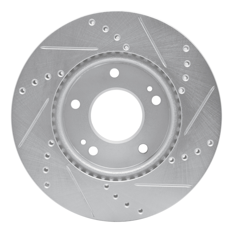 Kia Soul Brake Rotor (1) - Front Left - DFC - Drilled & Slotted - Silver - `10-`11