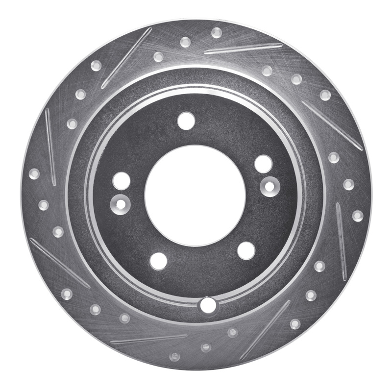 Kia Amanti Brake Rotor (1) - Rear Left - DFC - Drilled & Slotted - Silver - `04-`06