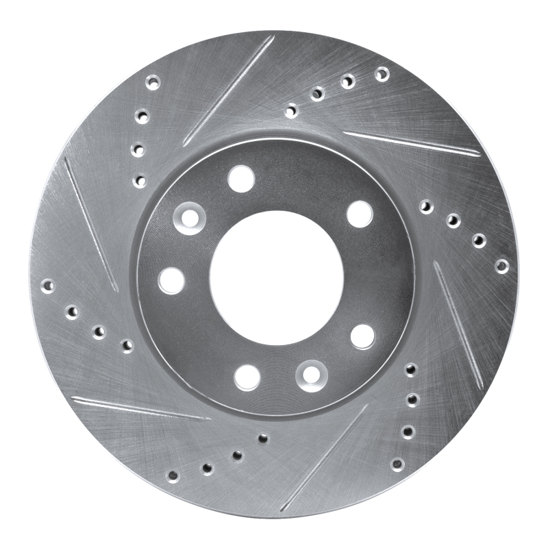 Kia Sedona Brake Rotor (1) - Front Left - DFC - Drilled & Slotted - Silver - `03-`05