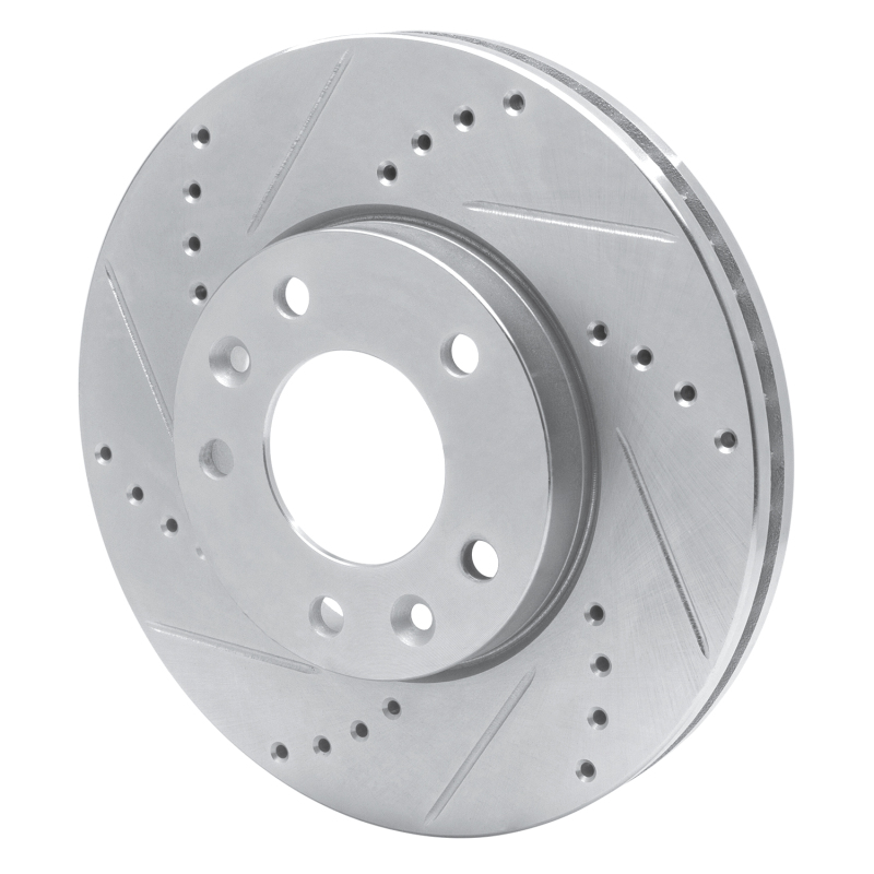 Kia Sedona Brake Rotor (1) - Front Left - DFC - Drilled & Slotted - Silver - `03-`05