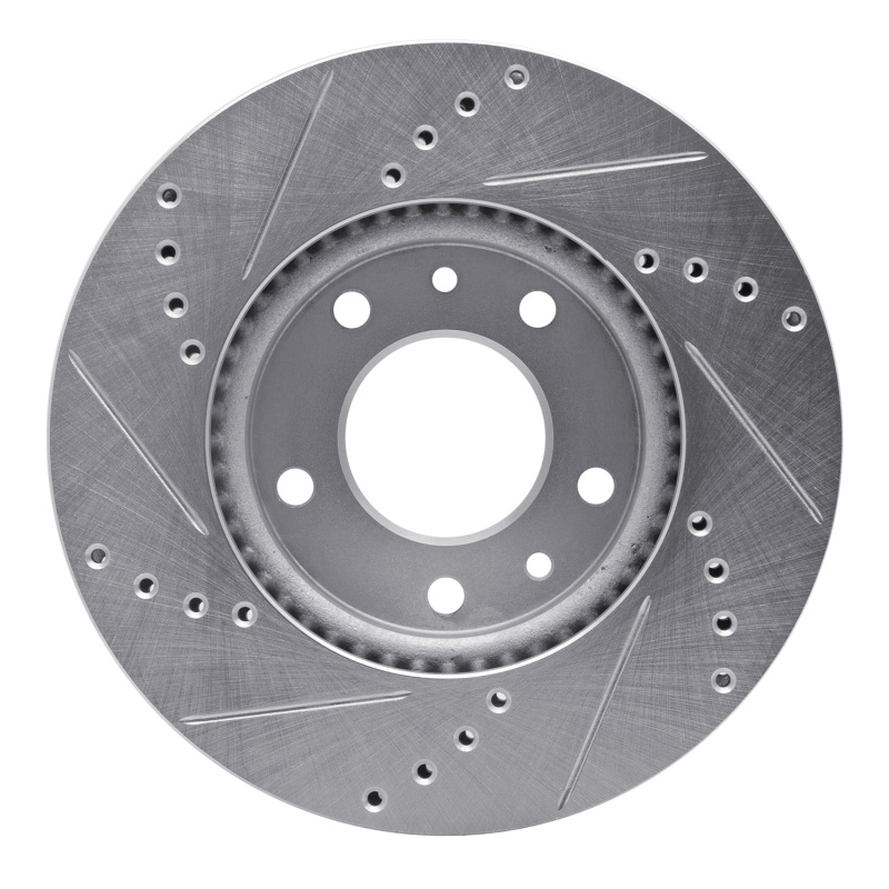 Kia Sedona Brake Rotor (1) - Front Right - DFC - Drilled & Slotted - Silver - `03-`05