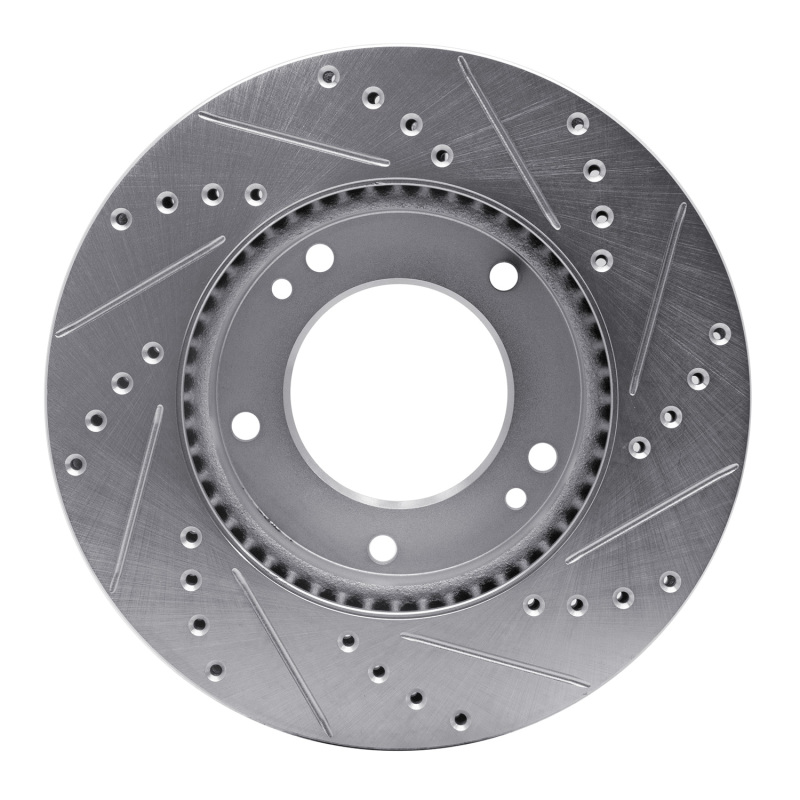 Kia Sorento Brake Rotor (1) - Front Left - DFC - Drilled & Slotted - Silver - `07-`09