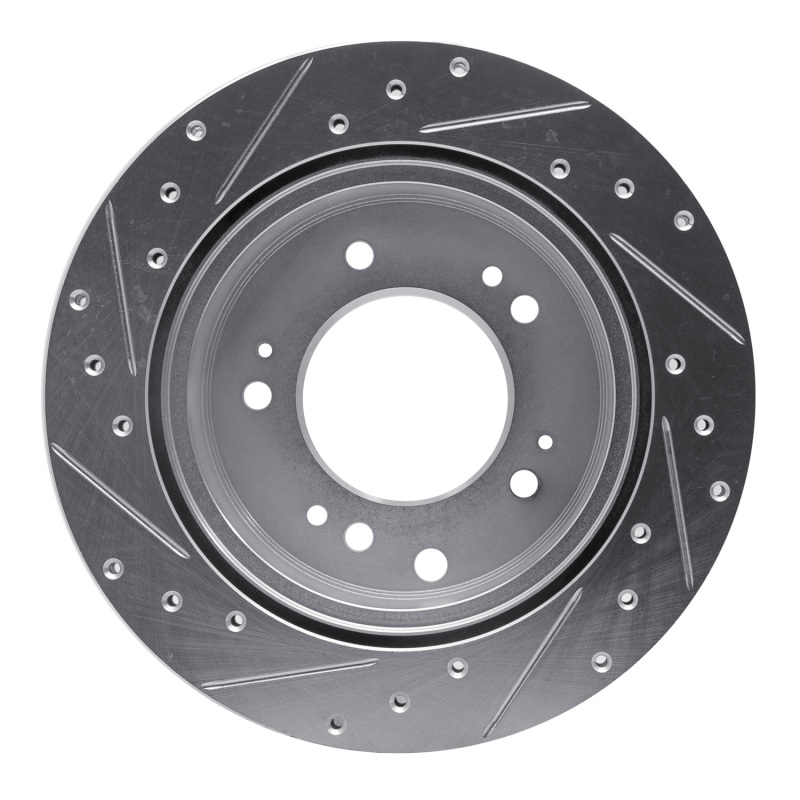 Kia Sorento Brake Rotor (1) - Rear Right - DFC - Drilled & Slotted - Silver - `07-`09