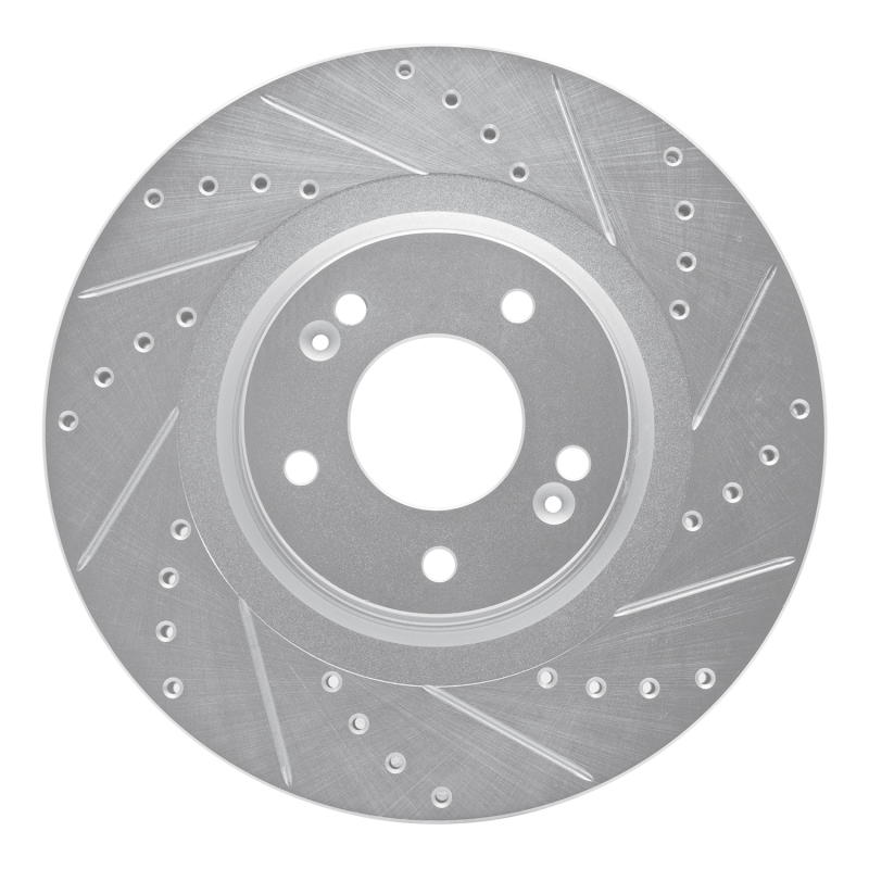 Kia Sedona Brake Rotor (1) - Front Right - DFC - Drilled & Slotted - Silver - `15-`21