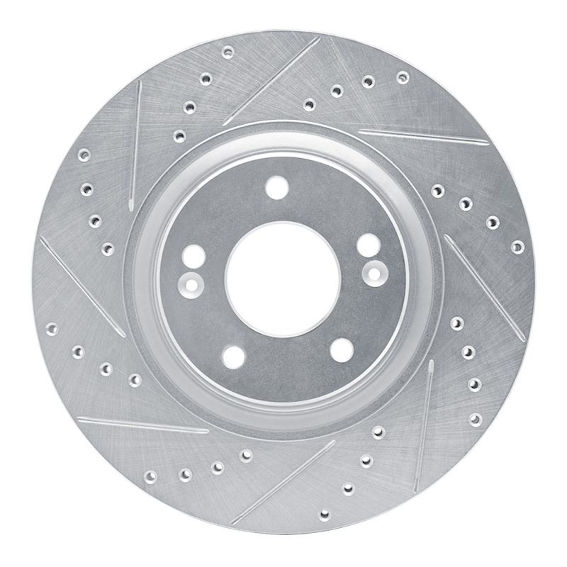 Kia Cadenza Brake Rotor (1) - Front Left - DFC - Drilled & Slotted - Silver - `17-`20