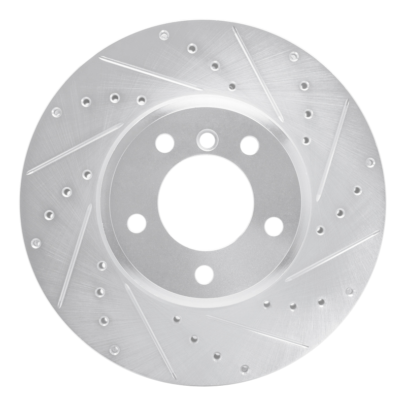 BMW 535i xDrive Brake Rotor (1) - Front Right - DFC - Drilled & Slotted - Silver - `04-`10
