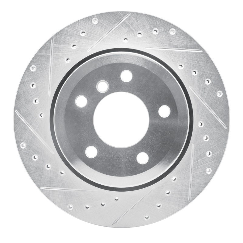 BMW 528xi Brake Rotor (1) - Rear Left - DFC - Drilled & Slotted - Silver - `06-`10