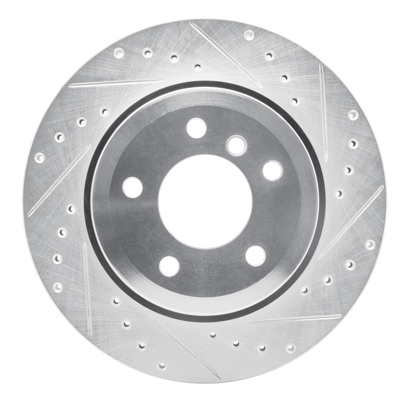 BMW 528i xDrive Brake Rotor (1) - Rear Right - DFC - Drilled & Slotted - Silver - `06-`10