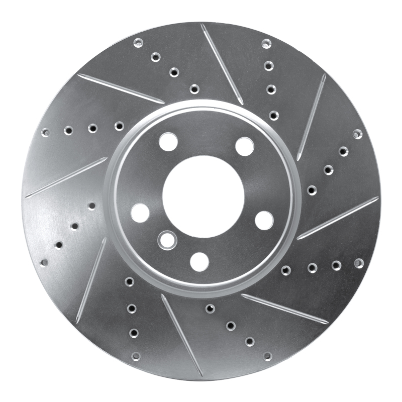 BMW 550i xDrive Brake Rotor (1) - Left Front - DFC - Drilled & Slotted - Silver - `10-`18