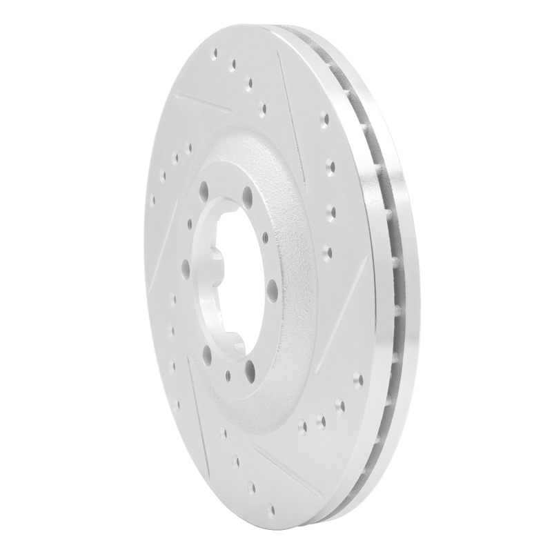 Acura SLX Brake Rotor (1) - Front Right - DFC - Drilled & Slotted - Silver - `92-`02