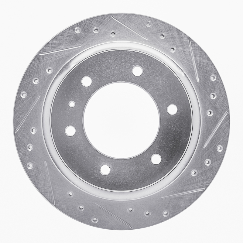 Acura SLX Brake Rotor (1) - Rear Right - DFC - Drilled & Slotted - Silver - `92-`04