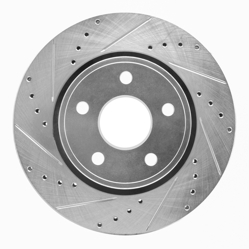 Jeep Grand Cherokee Brake Rotor (1) - Front Left - DFC - Drilled & Slotted - Silver - `05-`10