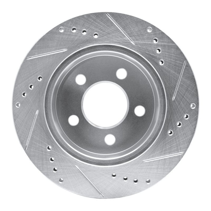 Jeep Wrangler Brake Rotor (1) - Front Left - DFC - Drilled & Slotted - Silver - `99-`06