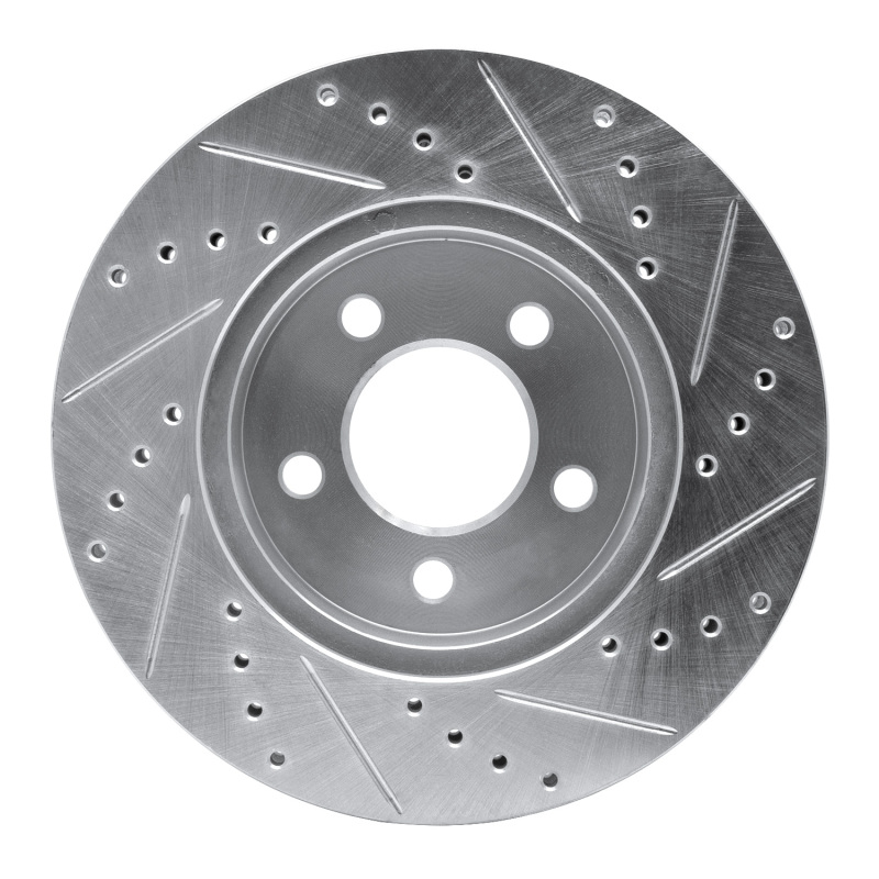 Jeep Liberty Brake Rotor (1) - Front Left - DFC - Drilled & Slotted - Silver - `02-`07
