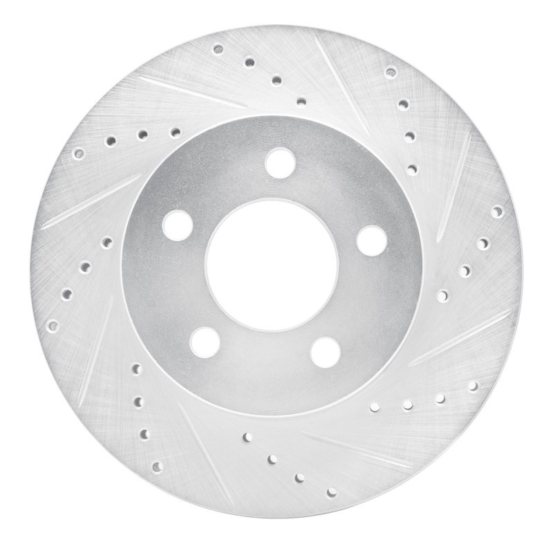Jeep Liberty Brake Rotor (1) - Front Right - DFC - Drilled & Slotted - Silver - `02-`07