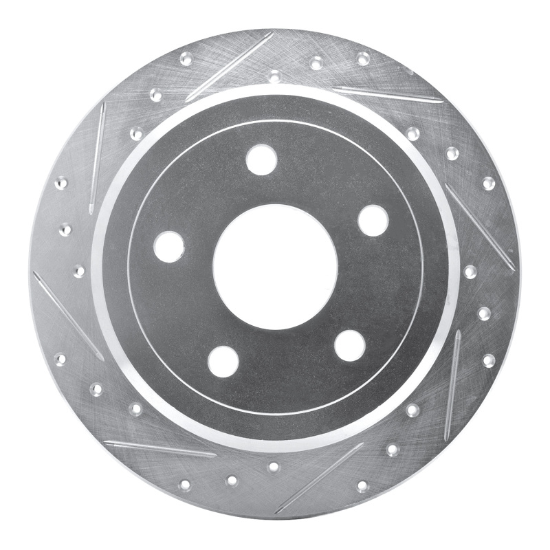 Jeep Wrangler Brake Rotor (1) - Rear Left - DFC - Drilled & Slotted - Silver - `07-`18