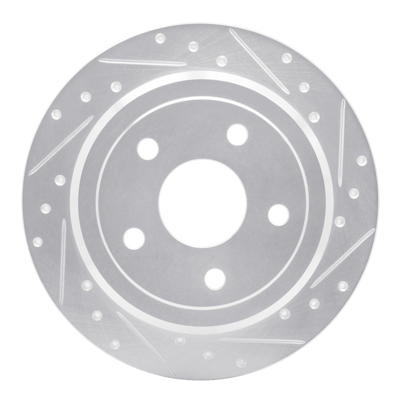 Jeep Wrangler Brake Rotor (1) - Rear Right - DFC - Drilled & Slotted - Silver - `07-`18