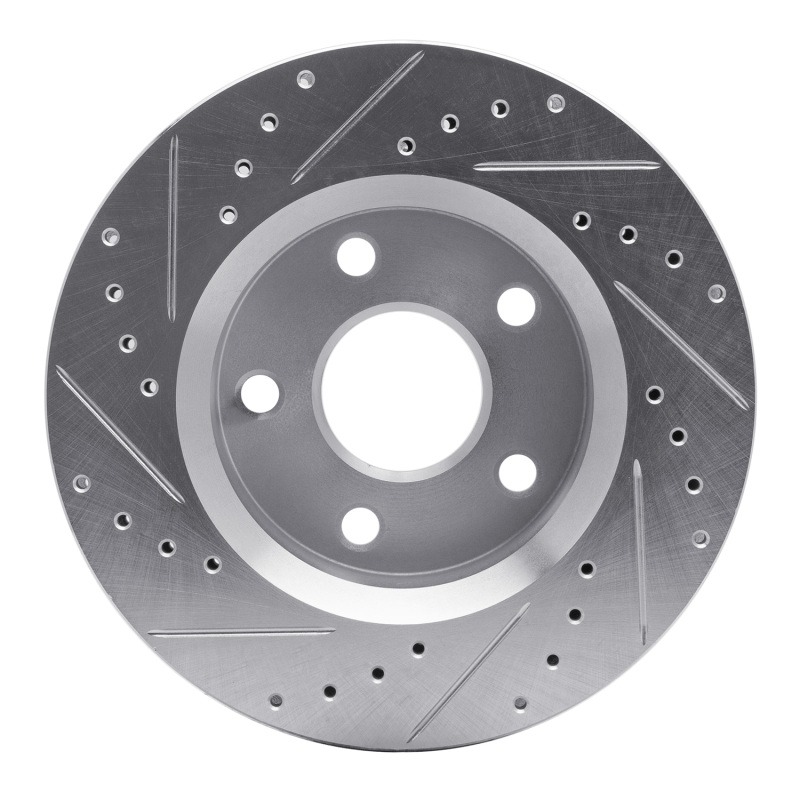 Jeep Wrangler Brake Rotor (1) - Front Right - DFC - Drilled & Slotted - Silver - `07-`18