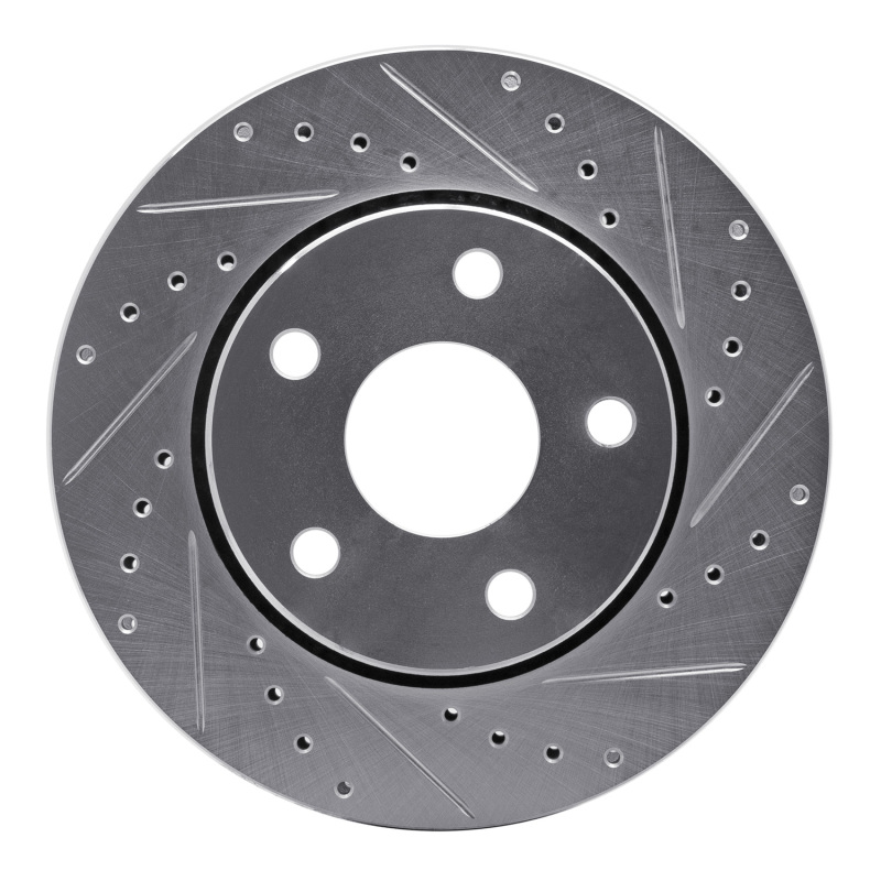Jeep Wrangler Brake Rotor (1) - Front Right - DFC - Drilled & Slotted - Silver - `07-`18