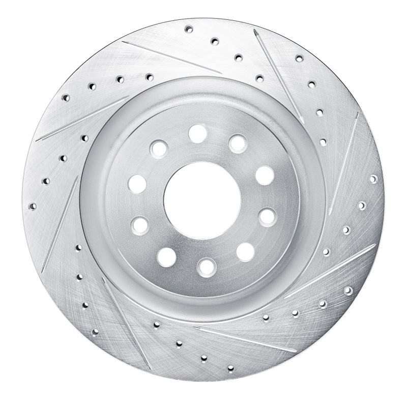 Dodge Charger Daytona Brake Rotor (1) - Rear Right - DFC - Drilled & Slotted - Silver - `21-`25