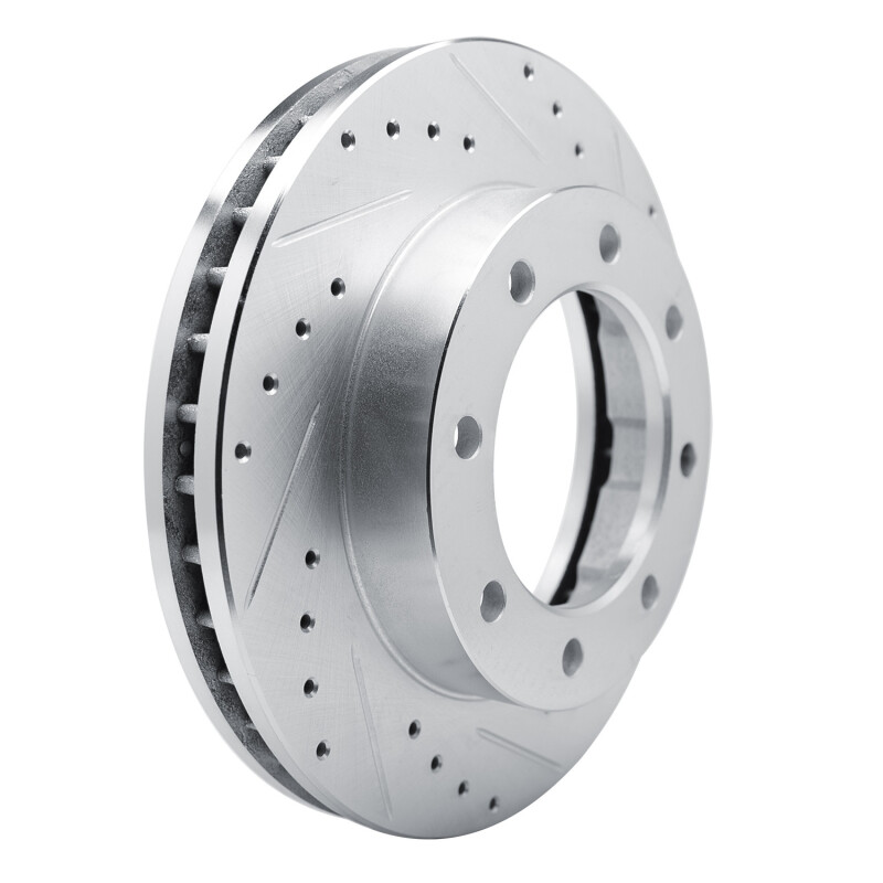 Chevrolet K30 Brake Rotor (1) - Front Right - DFC - Drilled & Slotted - Silver - `77-`00