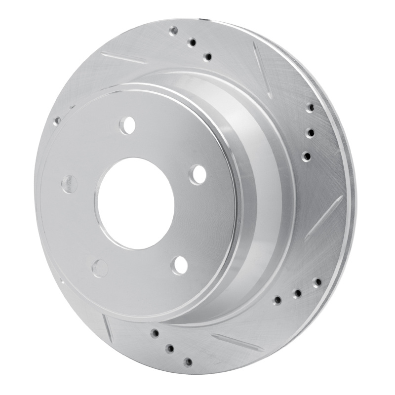Chevrolet S10 Brake Rotor (1) - Rear Right - DFC - Drilled & Slotted - Silver - `97-`05