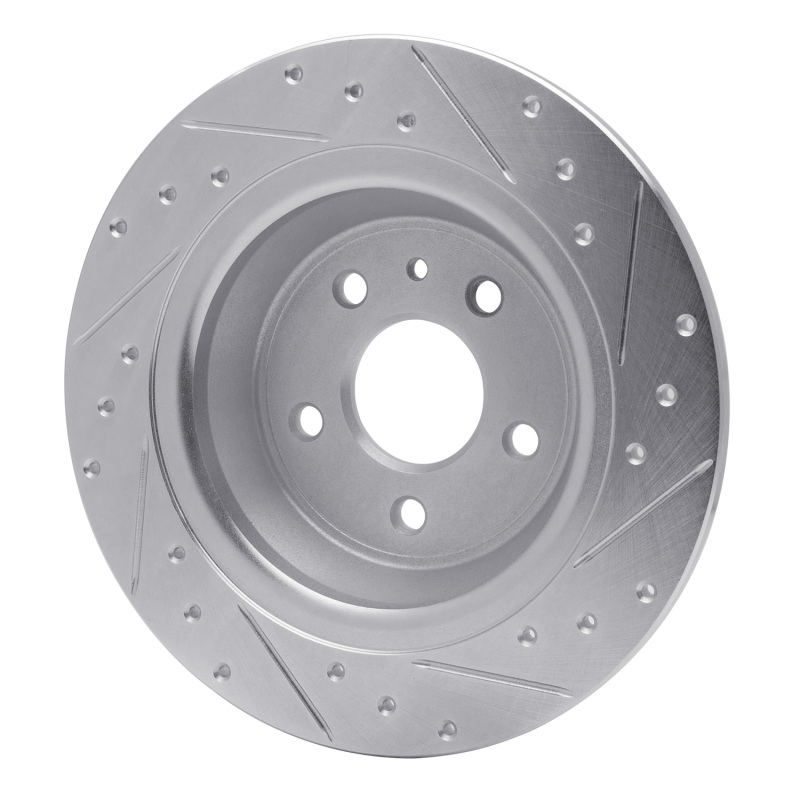 Ford Special Service Police Sedan Brake Rotor (1) - Rear Left - DFC - Drilled & Slotted - Silver - `13-`20