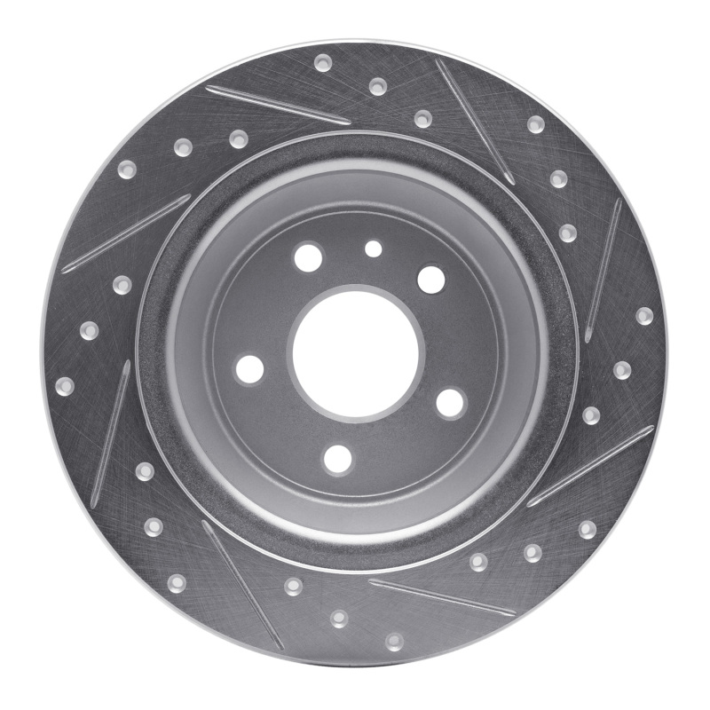 Ford Special Service Police Sedan Brake Rotor (1) - Rear Left - DFC - Drilled & Slotted - Silver - `13-`20